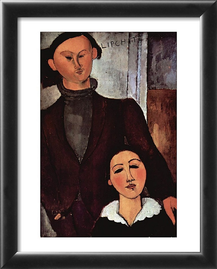 Portrait of Jacques and Berthe Lipchitz - Amedeo Modigliani Paintings